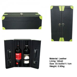 Leather Wine Box for 2 bottles with closure