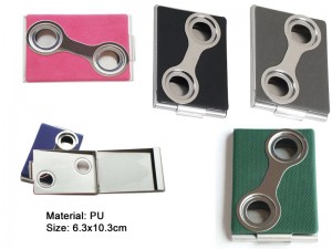 PU Leather Stainless Steel Business Name Card Holder