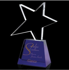 Unique Horizontal Crystal Star Award