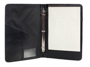 pu leather business notebooks folder with binder and pocket